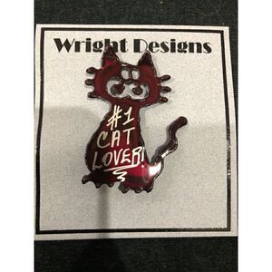 Wright Designs Metal Pin Brooch Handmade #1 Cat Lover Crazy Cat Man Cat Lady
